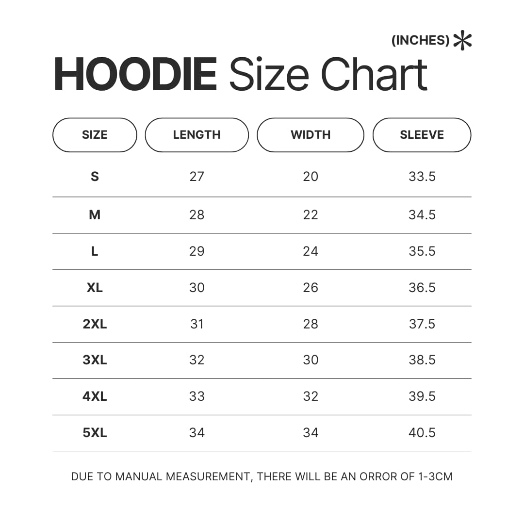 Hoodie Size Chart - Buffy The Vampire Slayer Shop