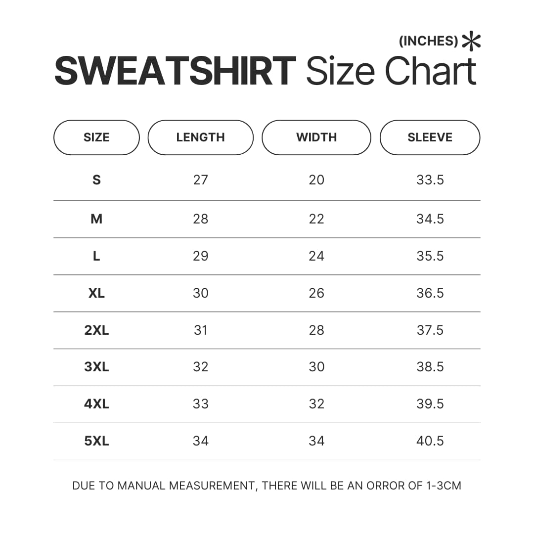 Sweatshirt Size Chart - Buffy The Vampire Slayer Shop