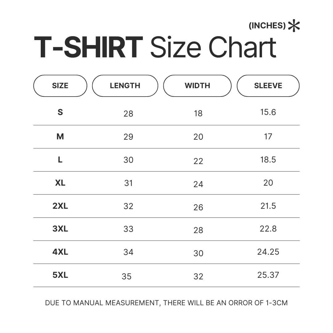 T shirt Size Chart - Buffy The Vampire Slayer Shop
