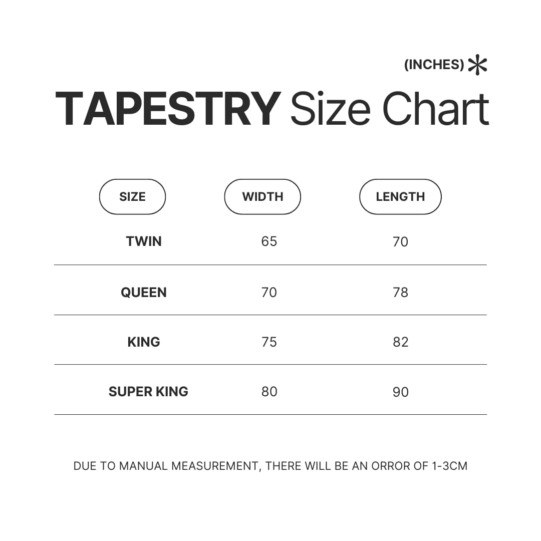 Tapestry Size Chart - Buffy The Vampire Slayer Shop