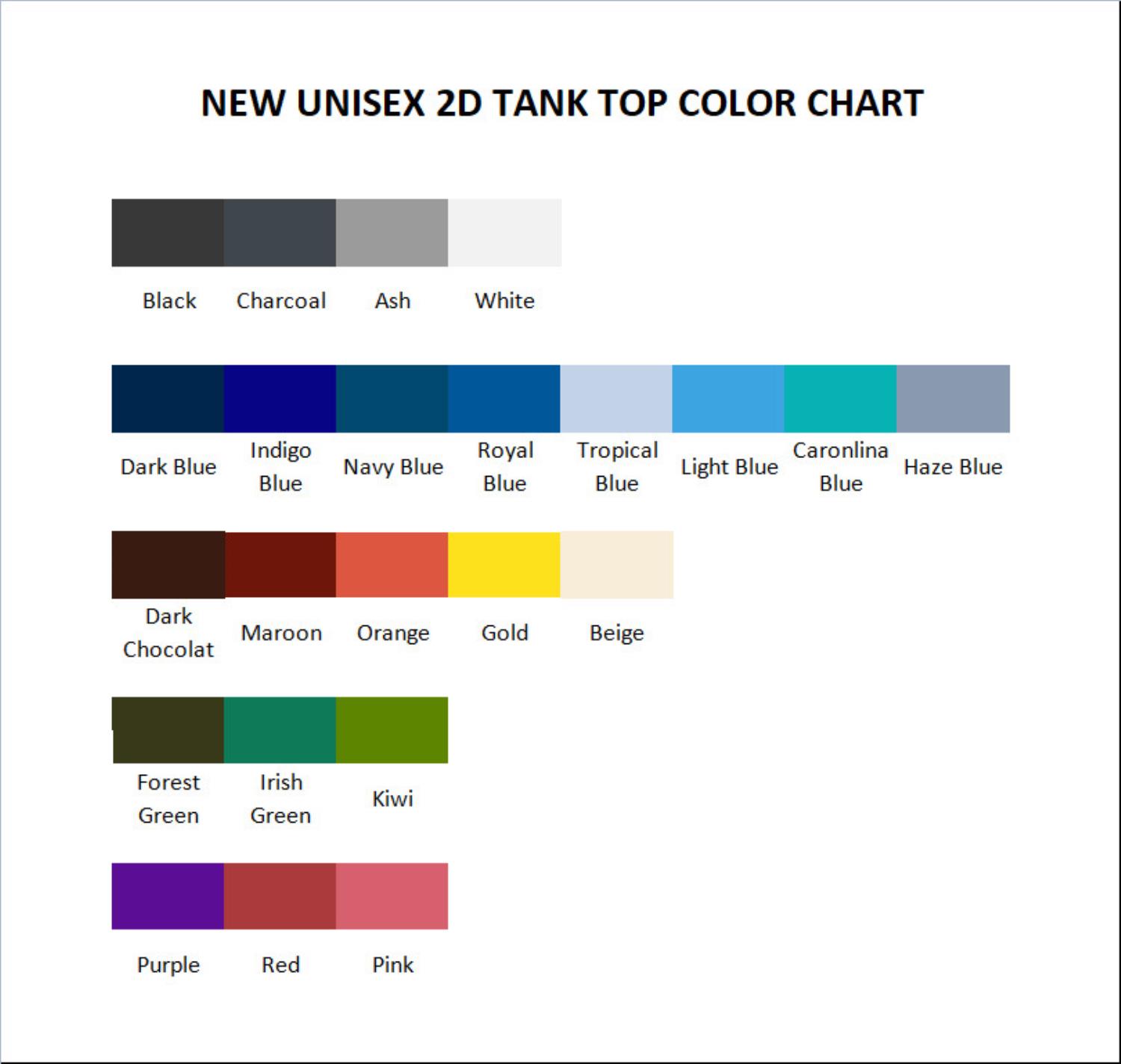 tank top color chart - Buffy The Vampire Slayer Shop